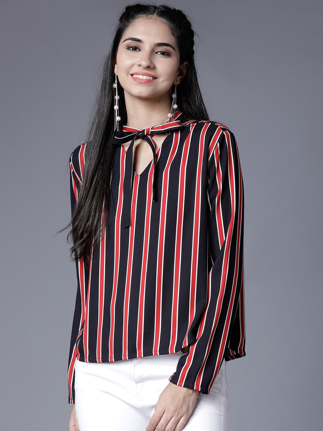 

Tokyo Talkies Women Black Striped Top