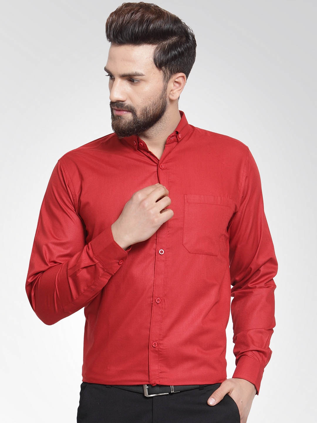 

JAINISH Men Red Classic Slim Fit Solid Formal Shirt