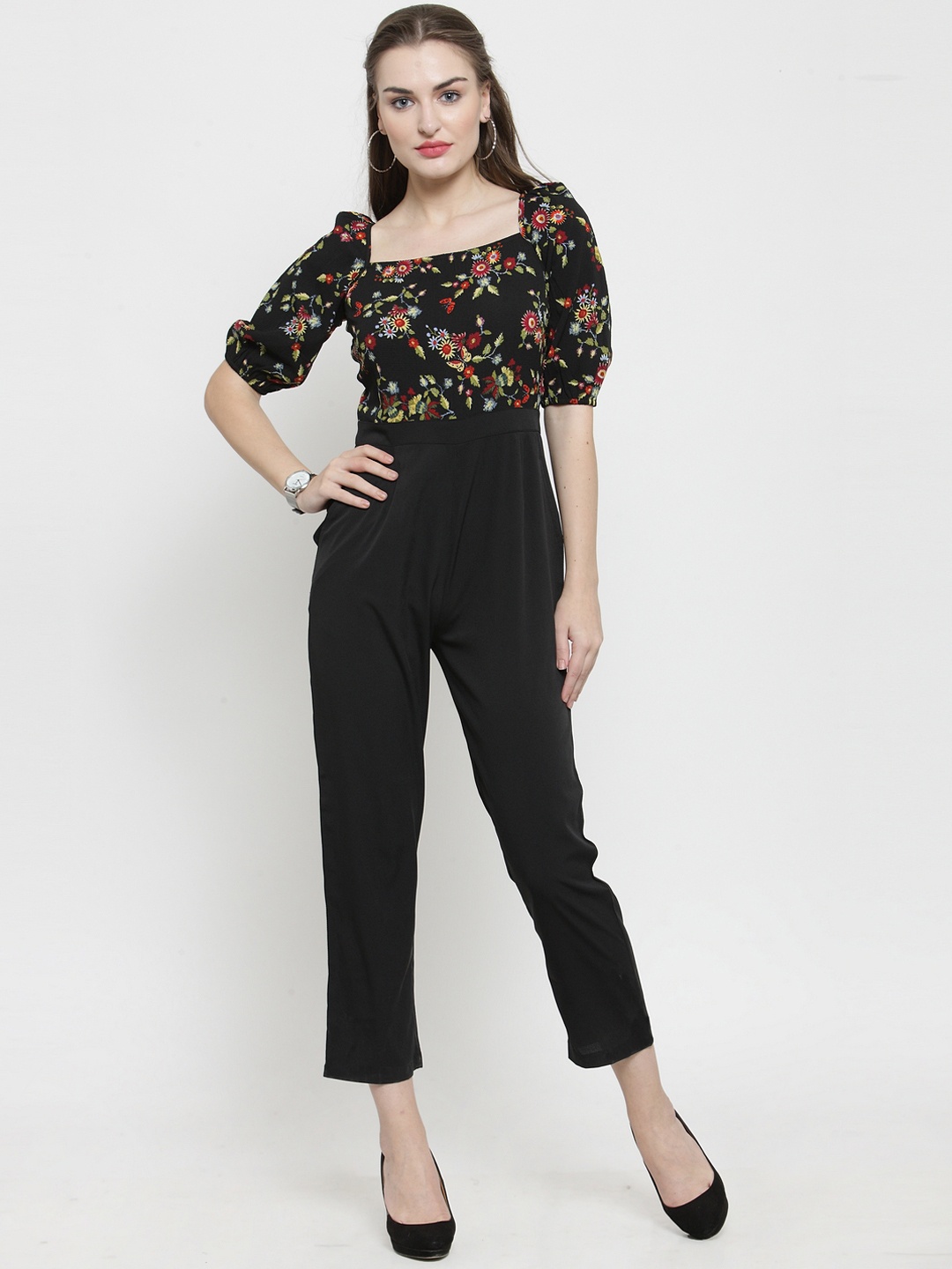 

Magnetic Designs Black Printed Basic Jumpsuit