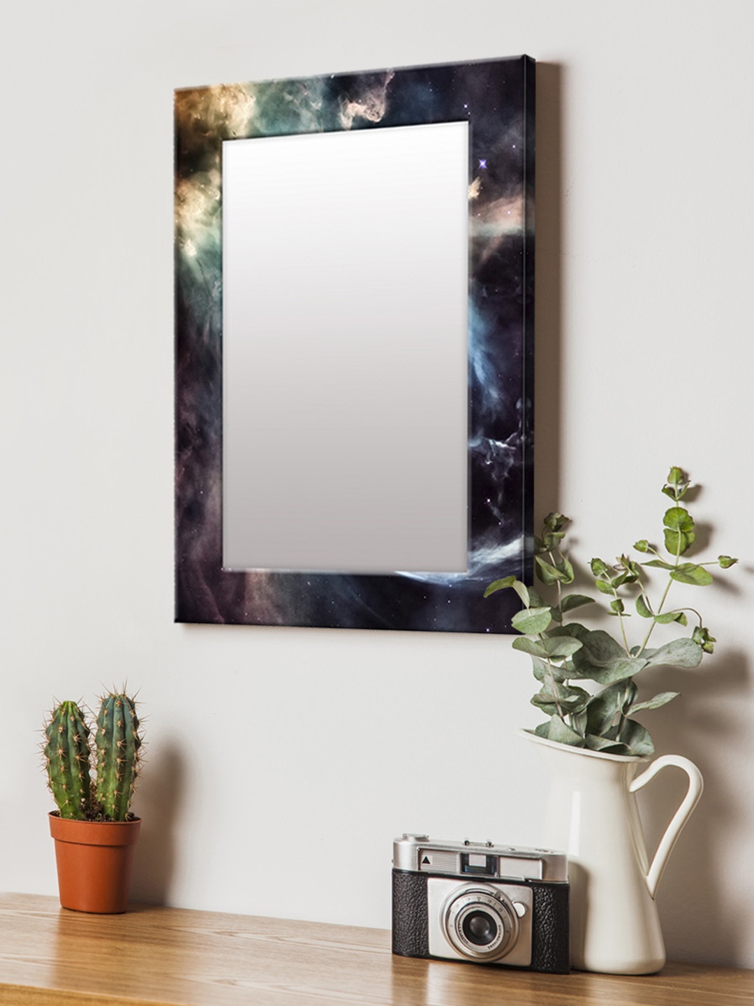 

999Store Multicoloured Printed MDF Wall Mirror, Multi