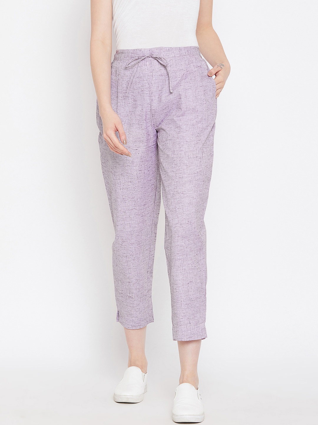 

Bitterlime Women Purple Relaxed Regular Fit Solid Peg Trousers