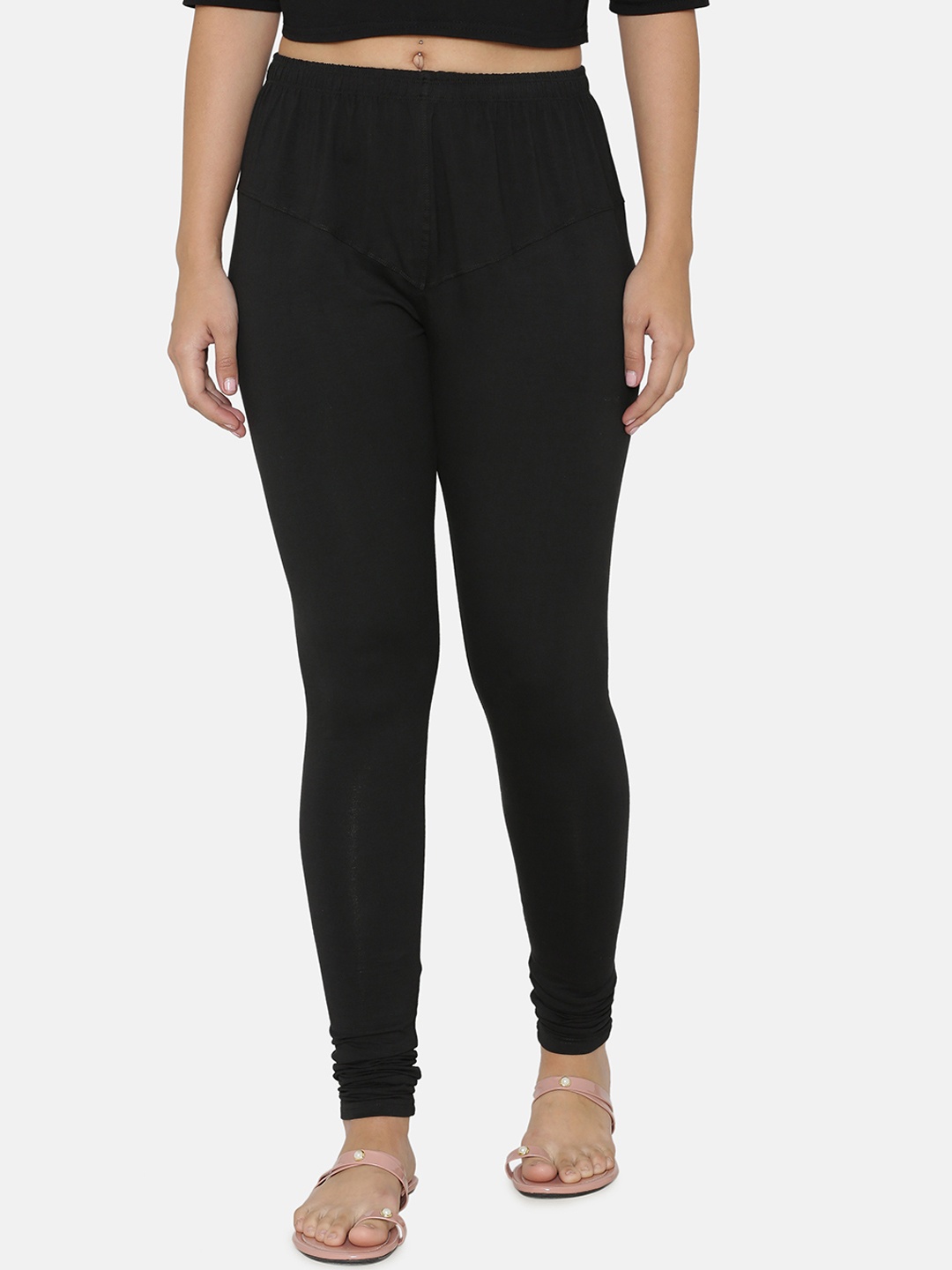 

Sojanya Women Black Solid Churidar Leggings