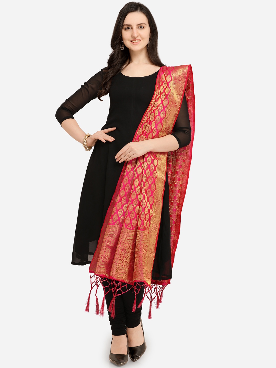 

Blissta Pink Woven Design Dupatta