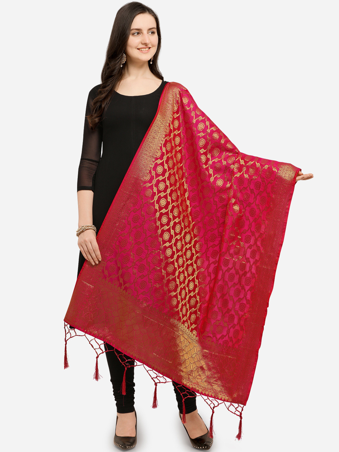 

Blissta Pink Woven Design Dupatta