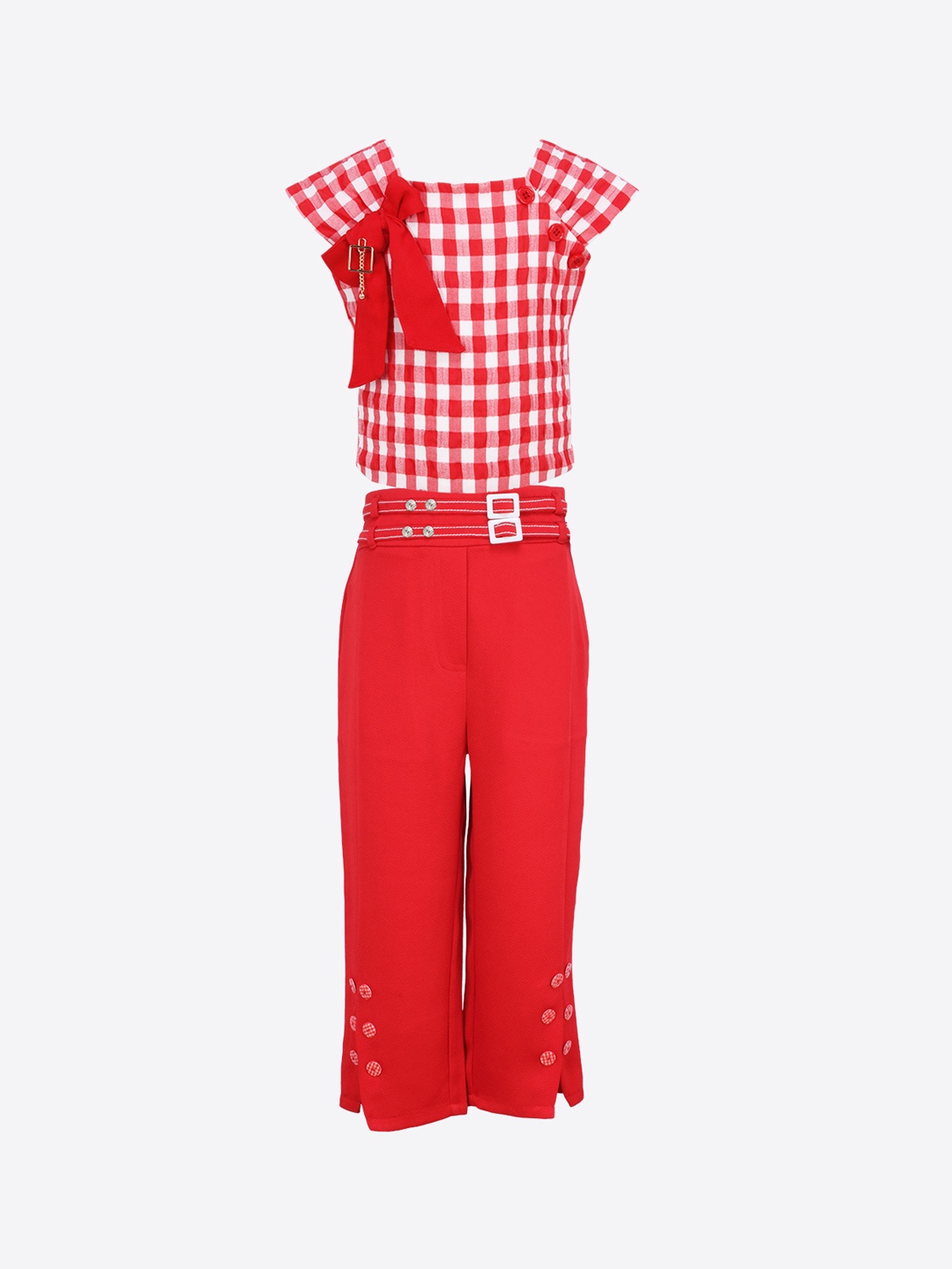 

CUTECUMBER Girls Red & White Checked Top with Capris