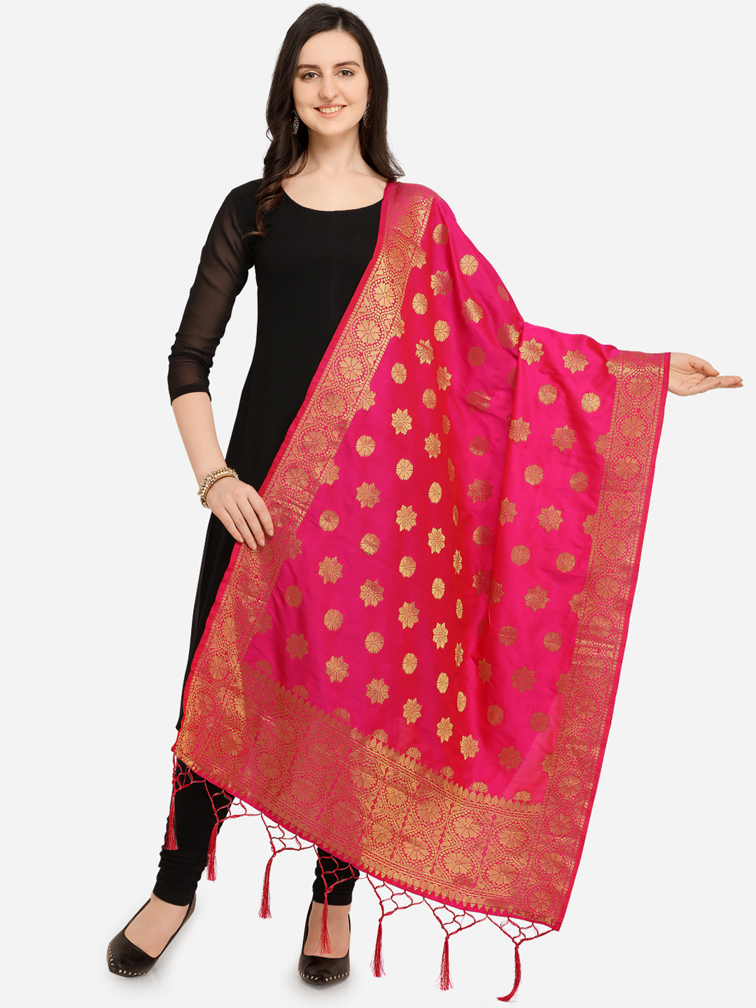 

Blissta Pink Woven Design Dupatta