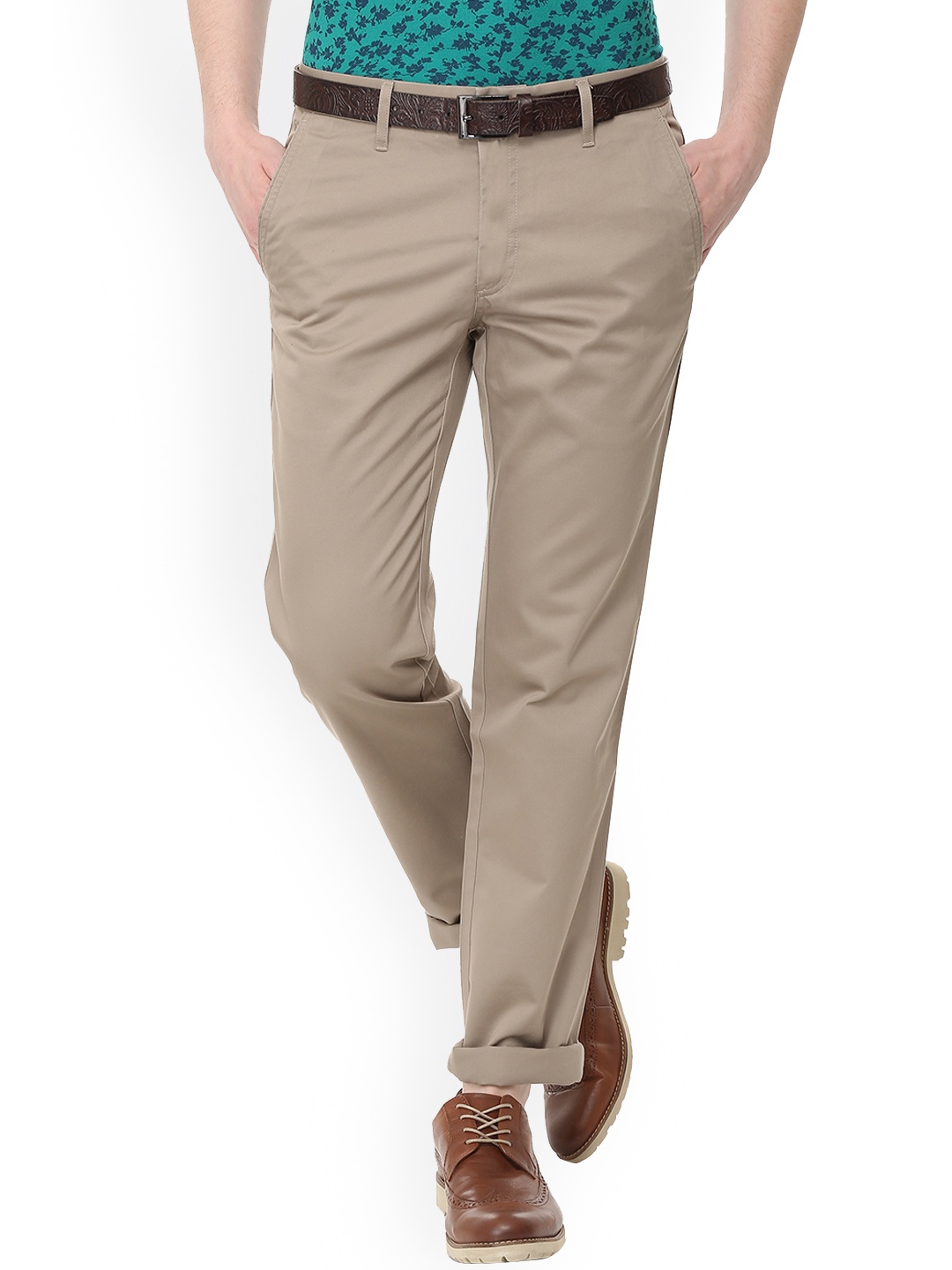 

Louis Philippe Men Brown Slim Fit Solid Regular Trousers