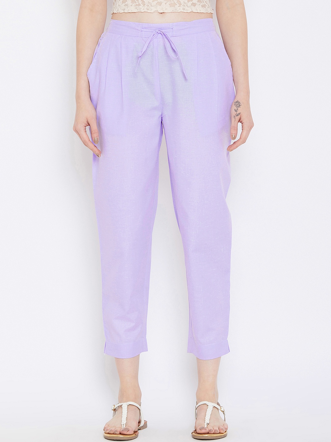 

Bitterlime Women Purple Relaxed Regular Fit Solid Peg Trousers