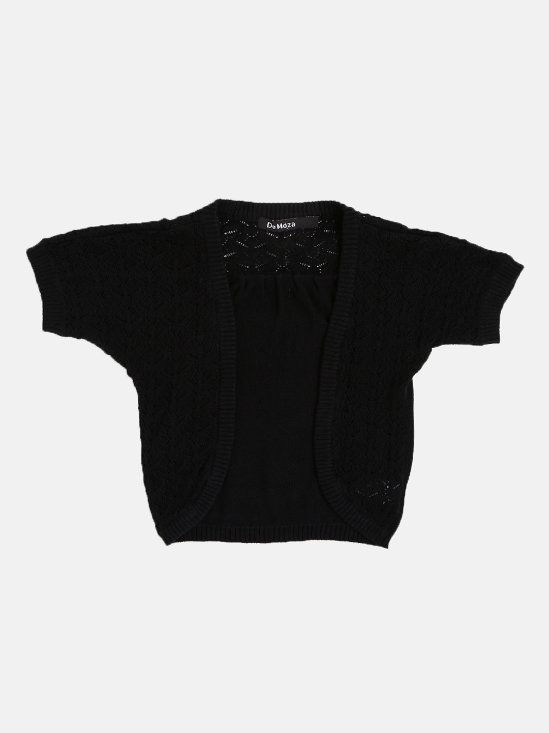 

De Moza Girls Black Self Design Open Front Shrug