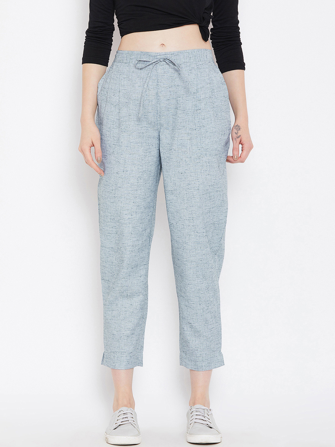 

Bitterlime Women Grey Relaxed Peg Trousers