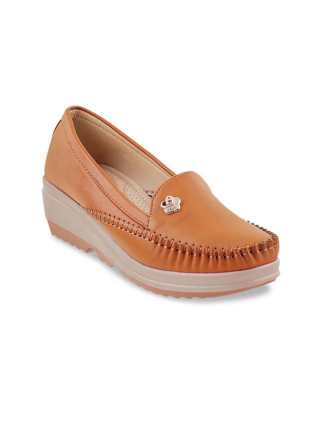 Metro Women Tan Brown Solid Pumps