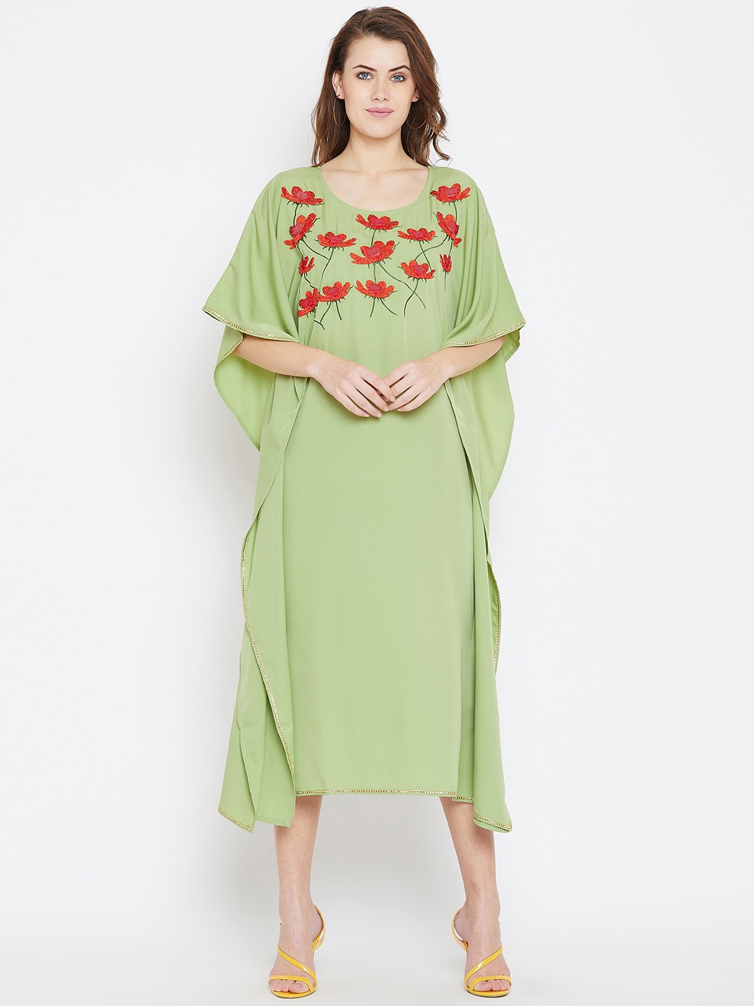 

Bitterlime Women Green Solid Kaftan Dress