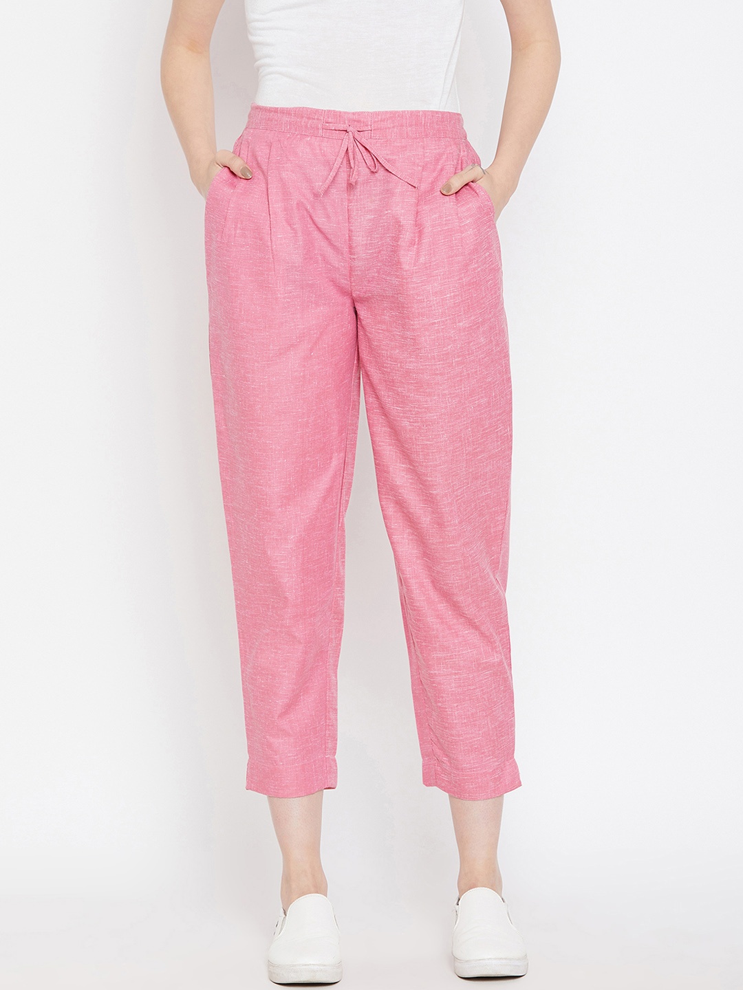 

Bitterlime Women Pink Relaxed Regular Fit Solid Peg Trousers