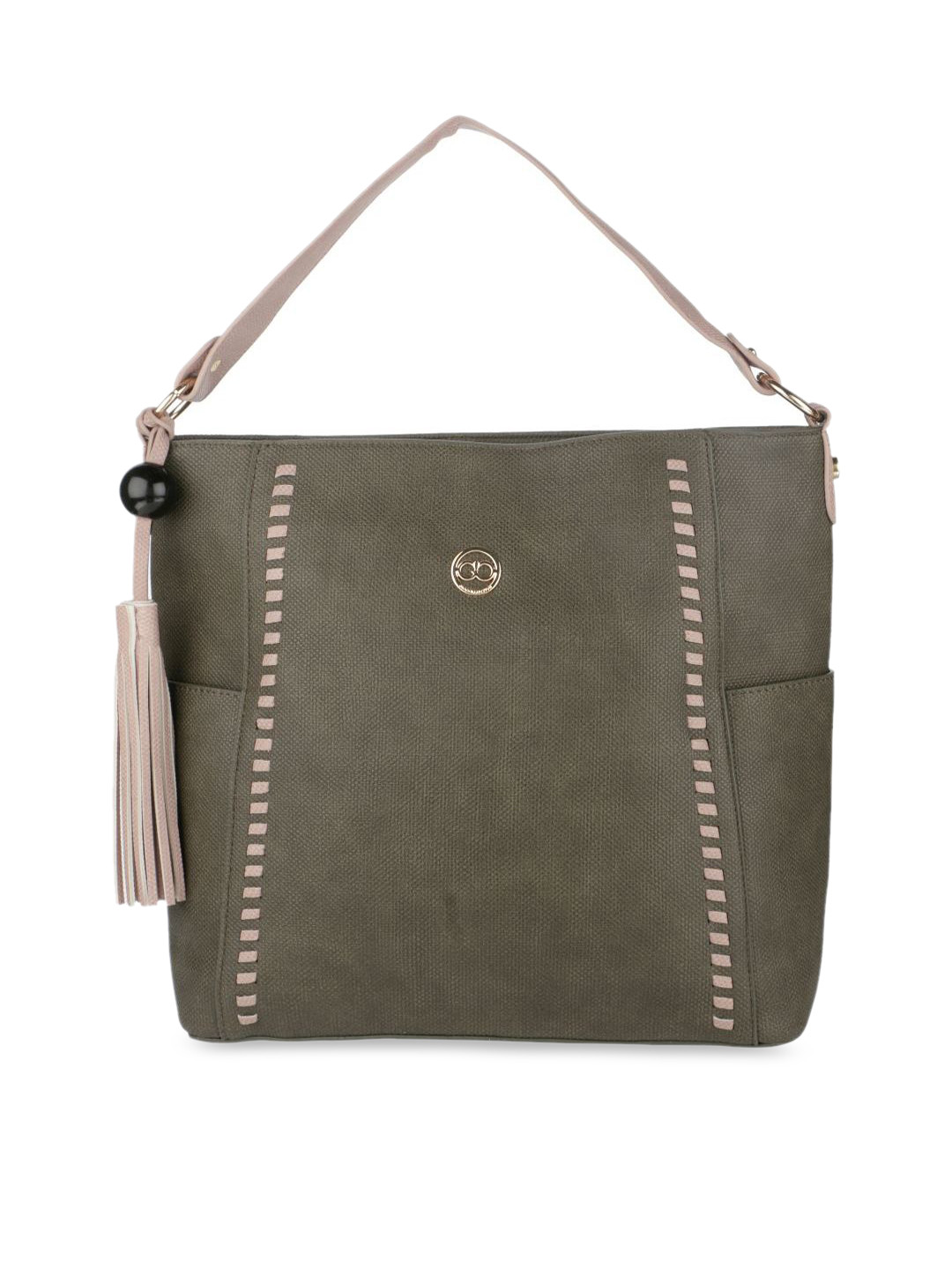 

GIO COLLECTION Olive Green Textured Handheld Bag