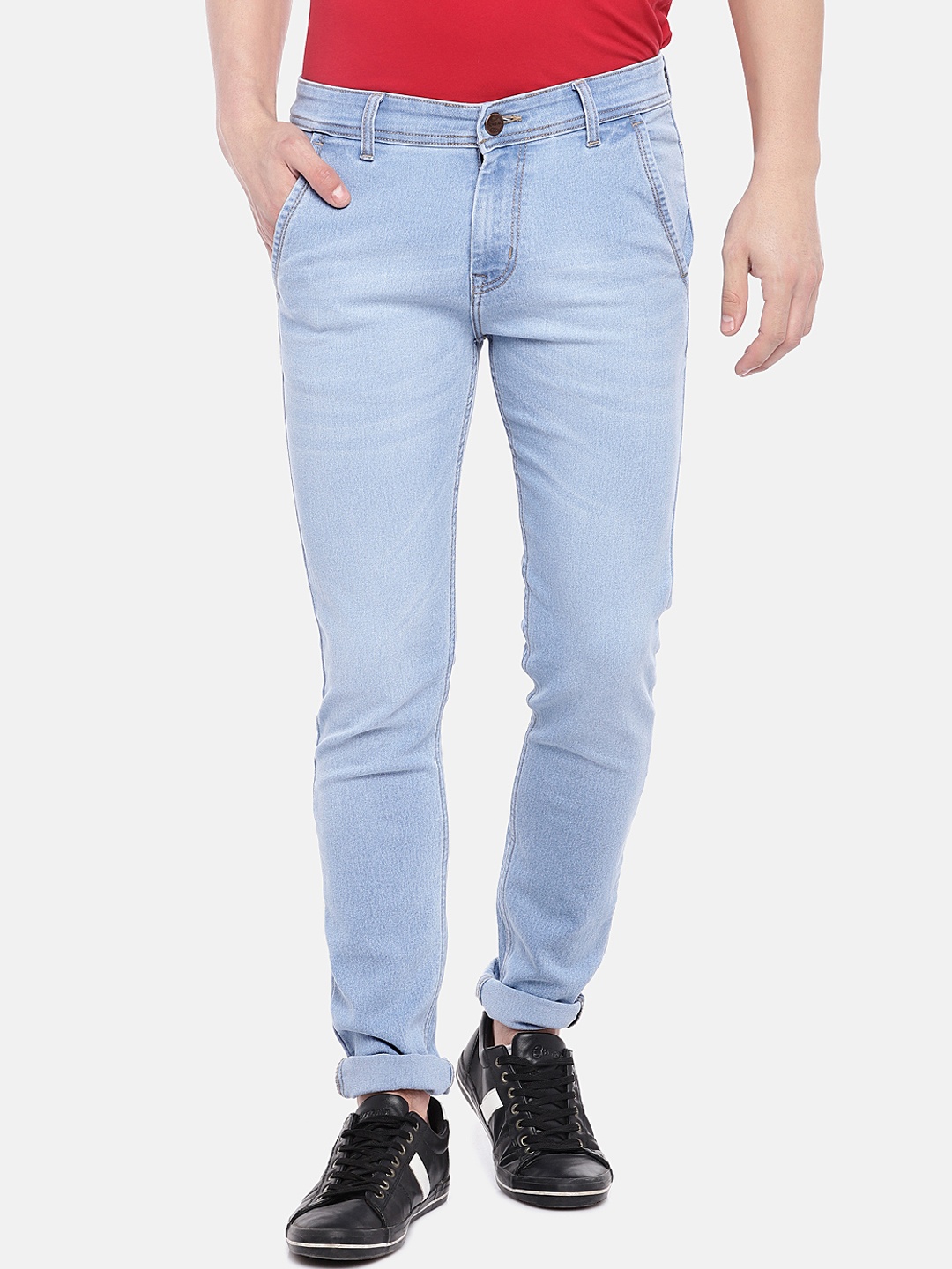 High Star Men Blue Slim Fit Mid-Rise Clean Look Stretchable Jeans