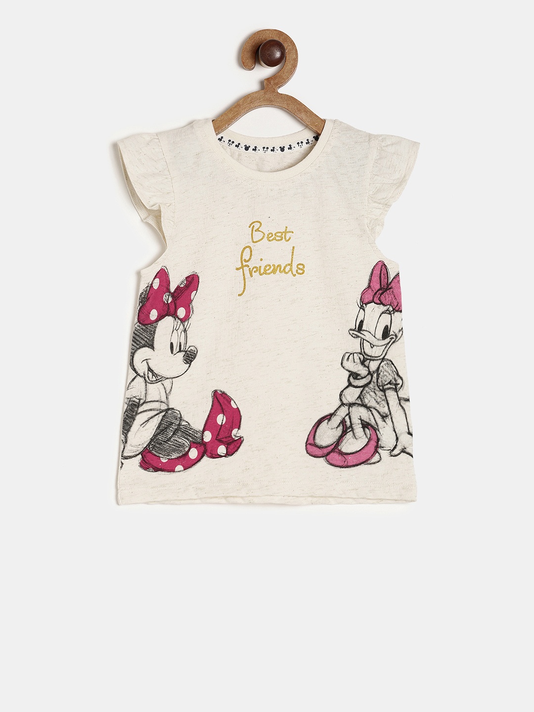 

MINI KLUB Girls White Disney Printed A-Line Pure Cotton Top