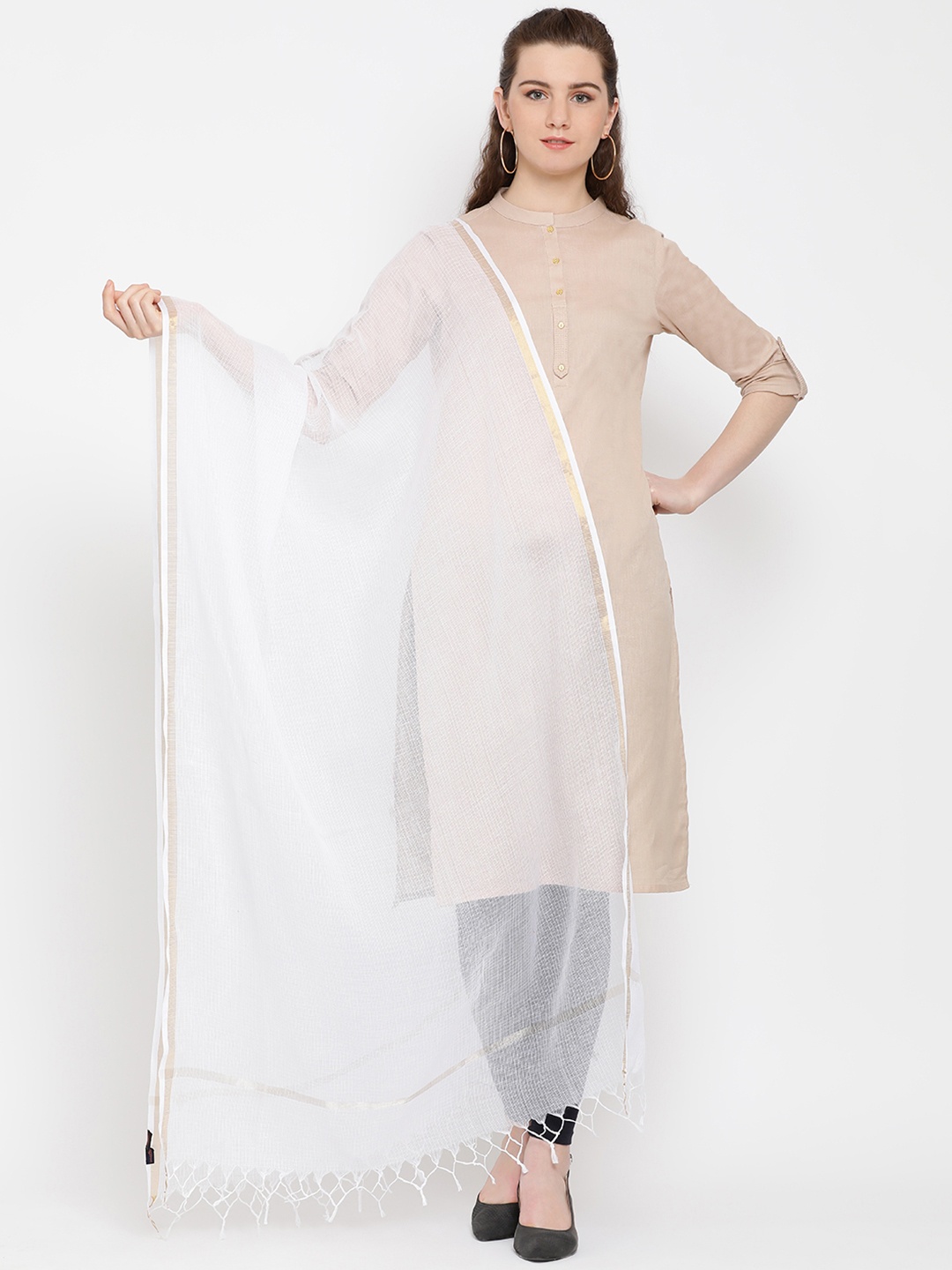 

SHINGORA White Solid Antimicrobial Dupatta