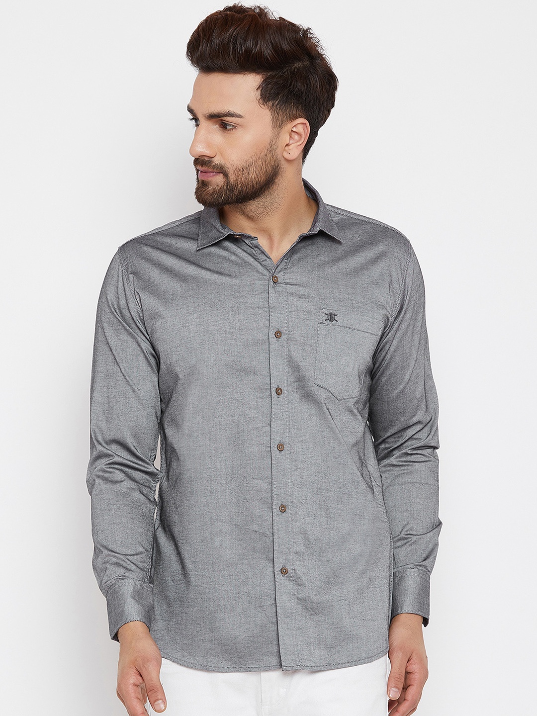

Duke Men Black Slim Fit Self Design Casual Shirt