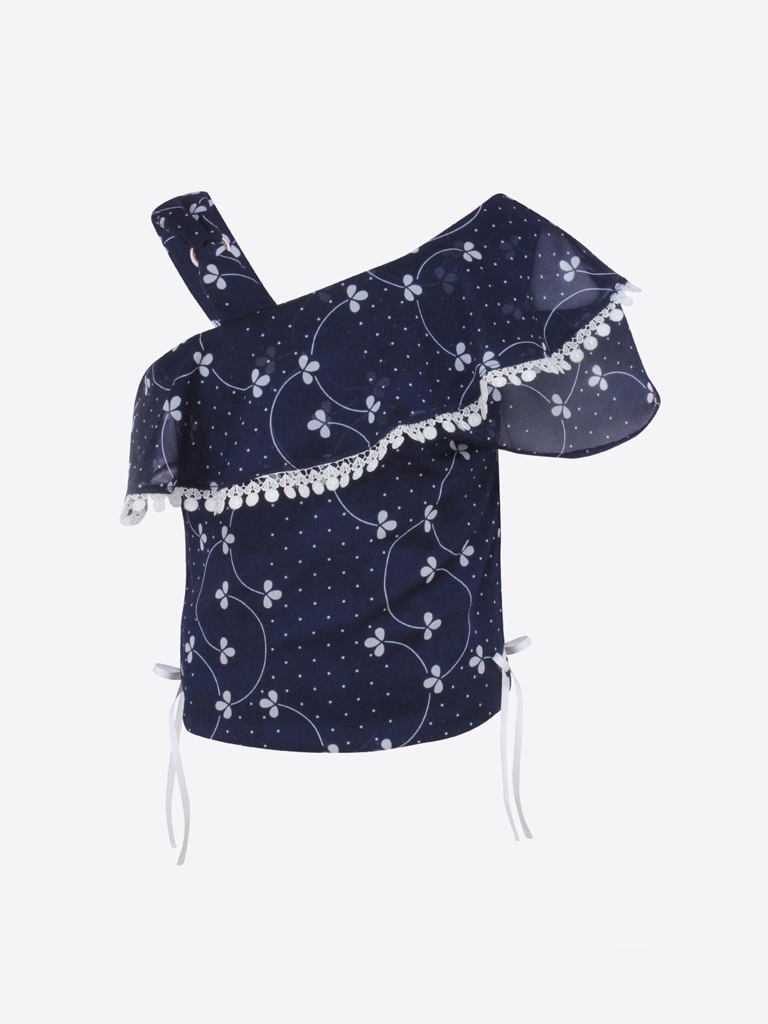 

CUTECUMBER Girls Navy Blue Printed Top