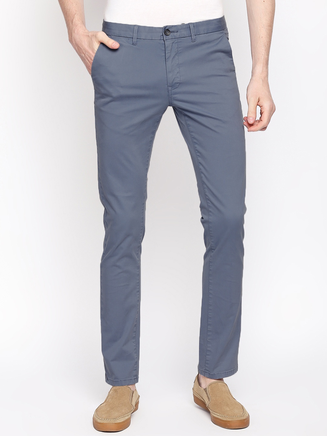 

Basics Men Blue Skinny Fit Solid Regular Trousers