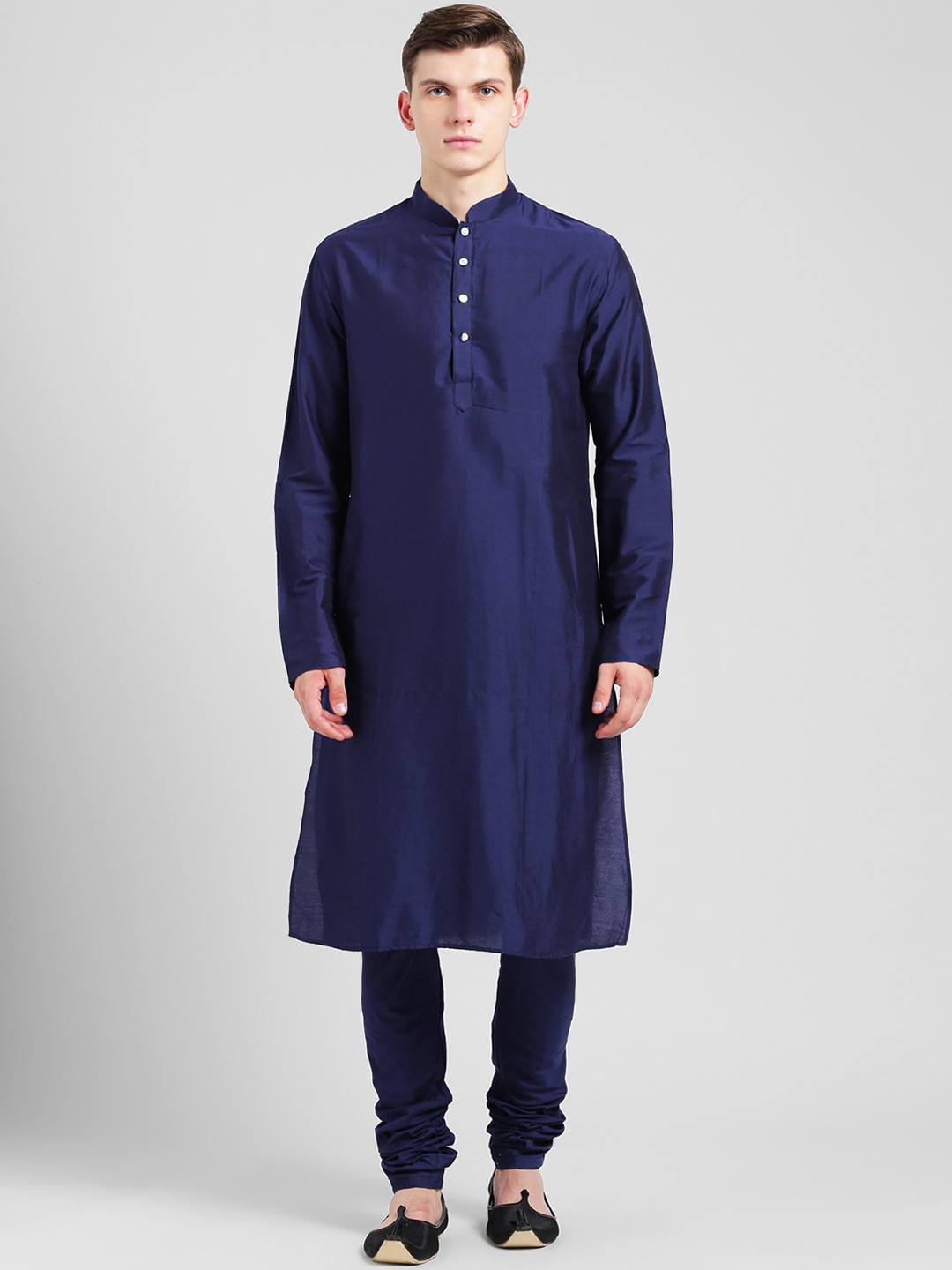 

KISAH Men Navy Blue Solid Kurta with Churidar