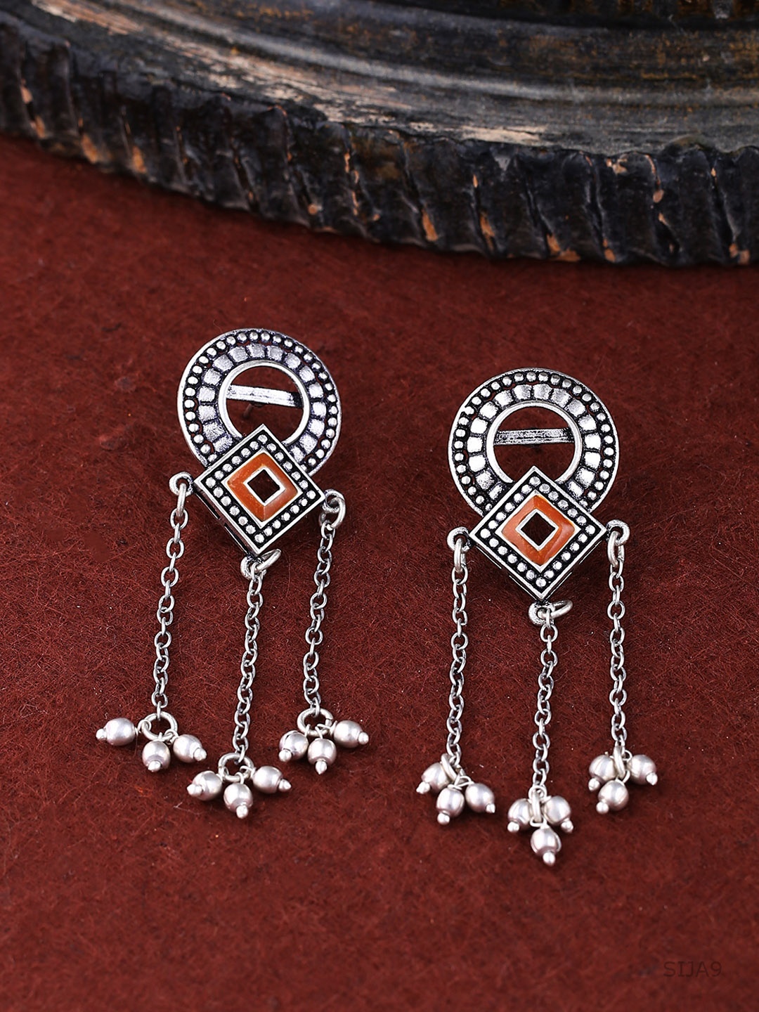 

Voylla Silver-Plated Contemporary Drop Earrings