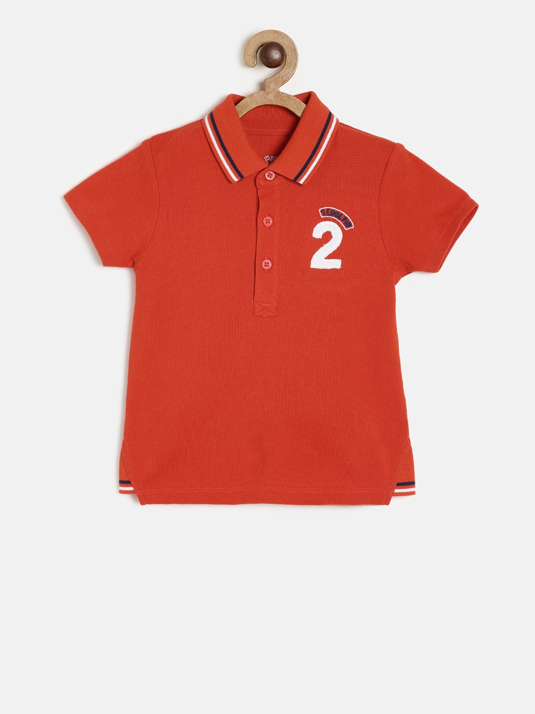 

MINI KLUB Boys Red Printed Polo Collar Pure Cotton T-shirt