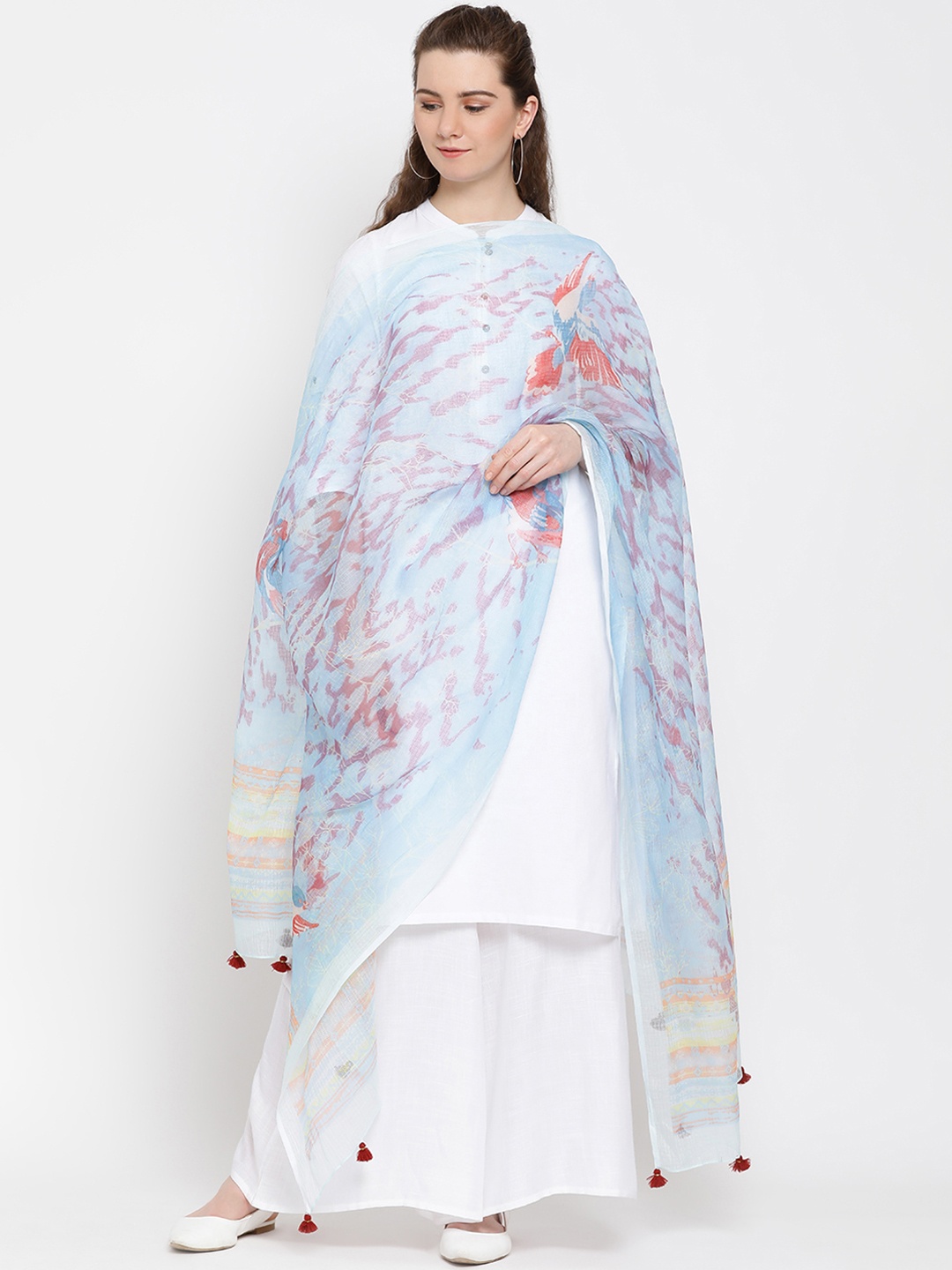 

SHINGORA Blue Printed Dupatta