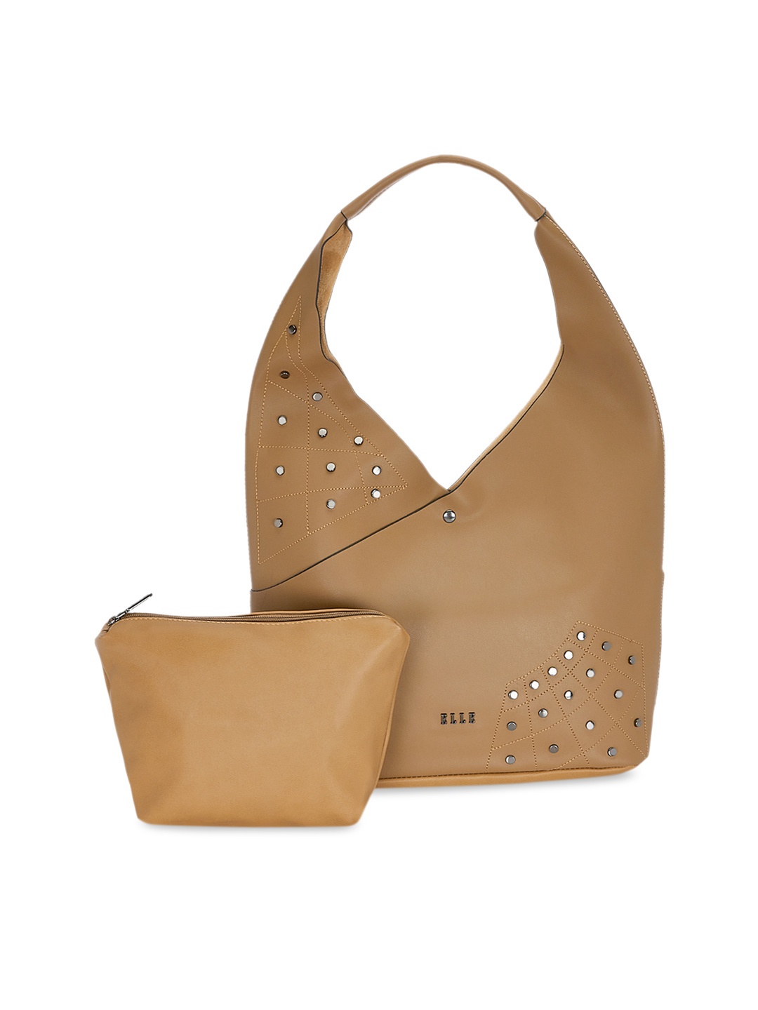 

ELLE Brown Solid Hobo Bag