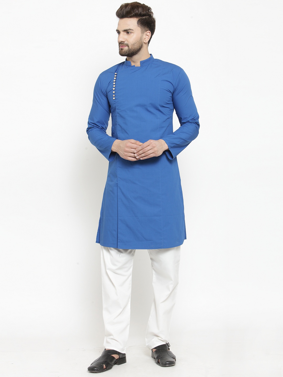 

WESTCLO Men Blue Solid Straight Kurta