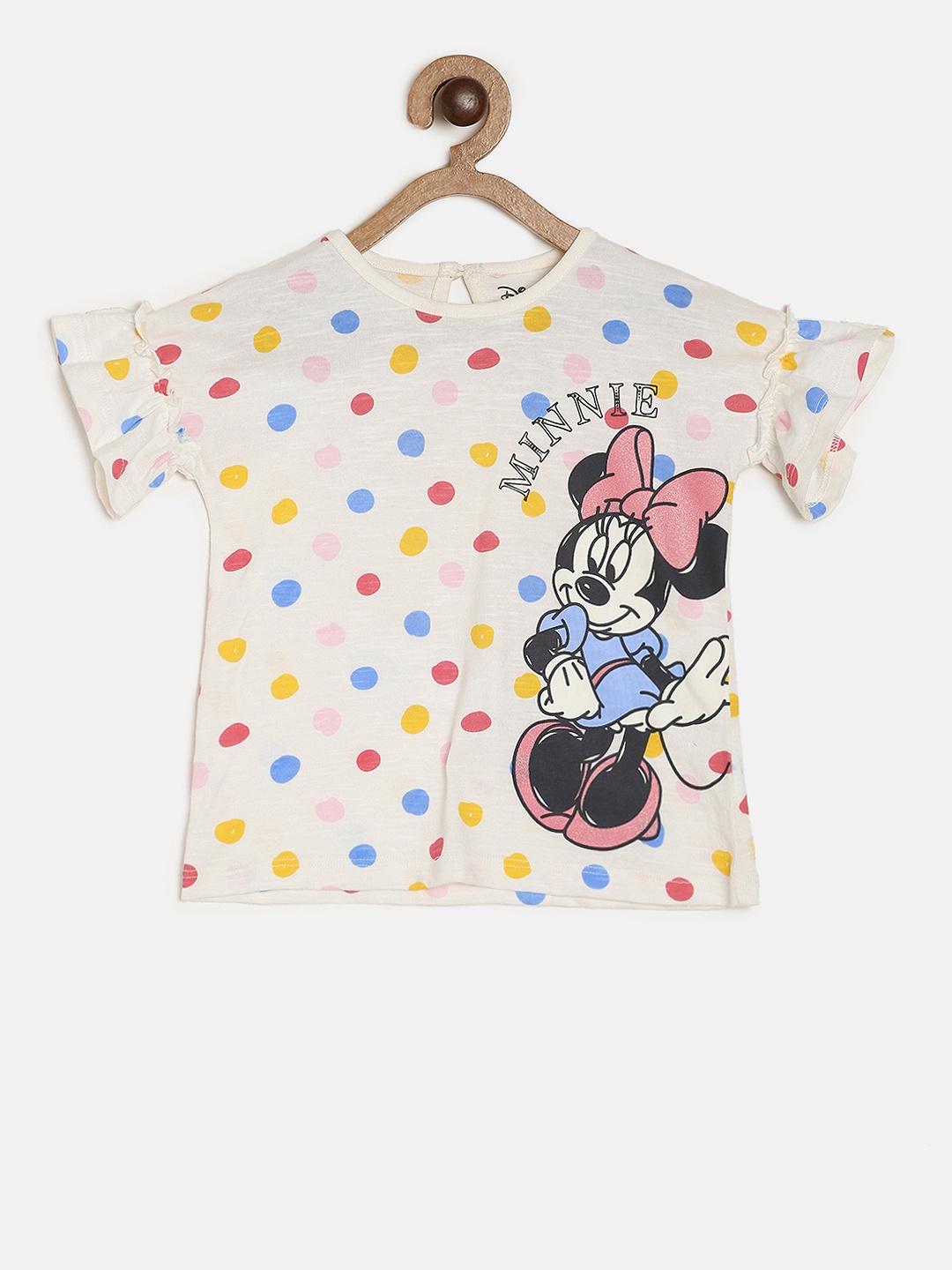 MINI KLUB Girls Off-White Disney Printed Pure Cotton Top