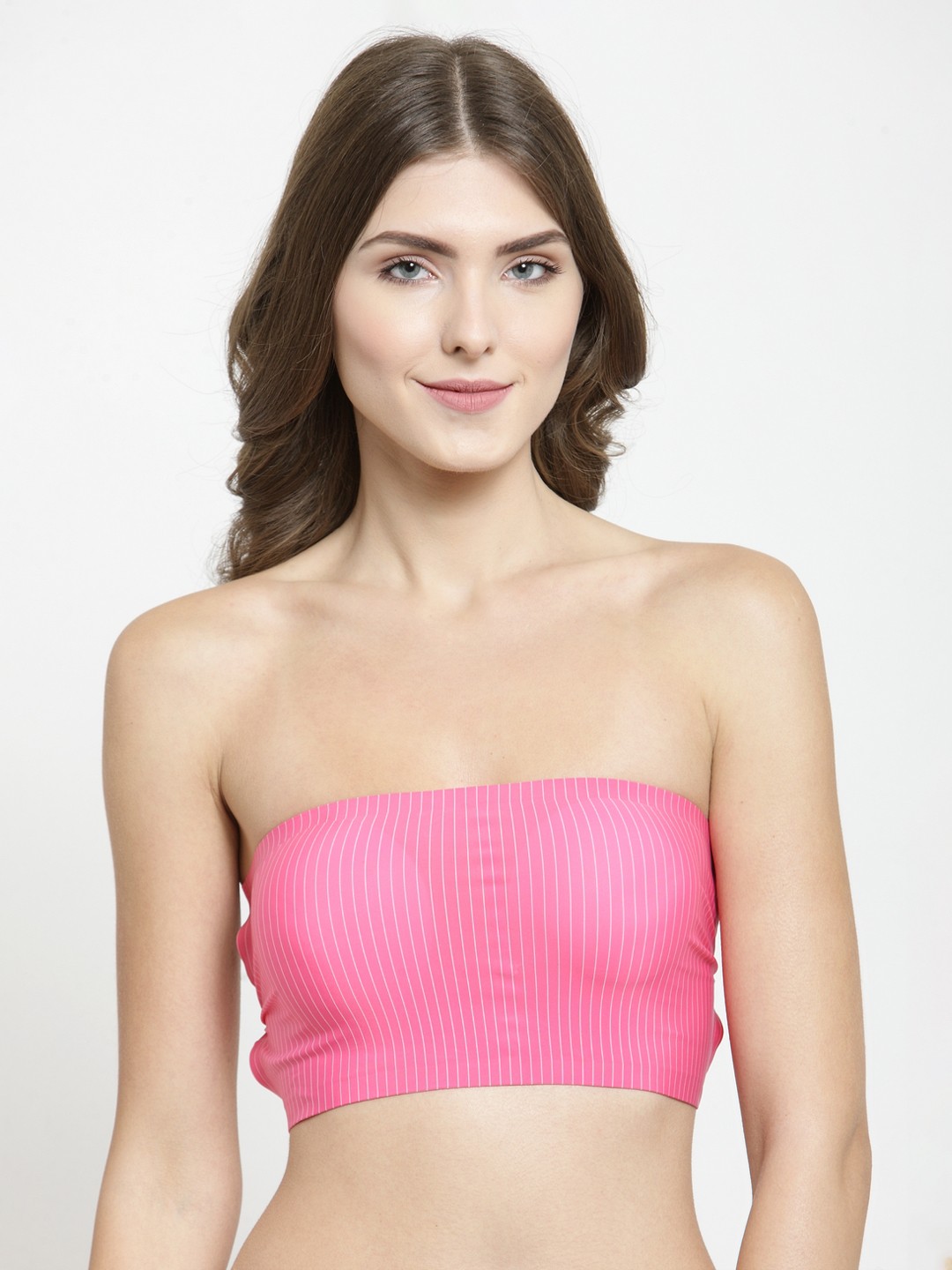 

PrettyCat Pink Printed Non-Wired Lightly Padded Bandeau Bra PC-SB-5133