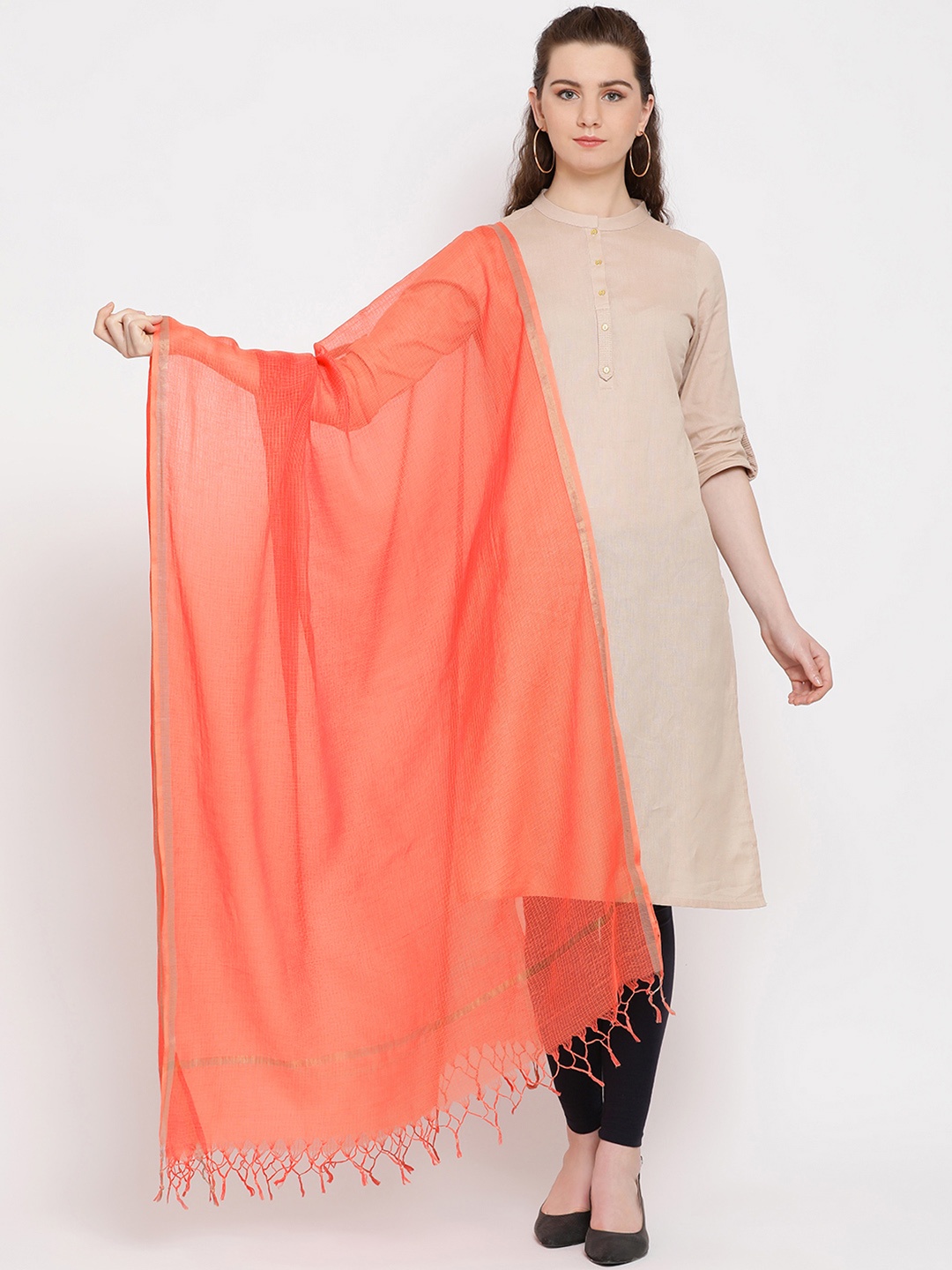 

SHINGORA Orange Solid Antimicrobial Dupatta