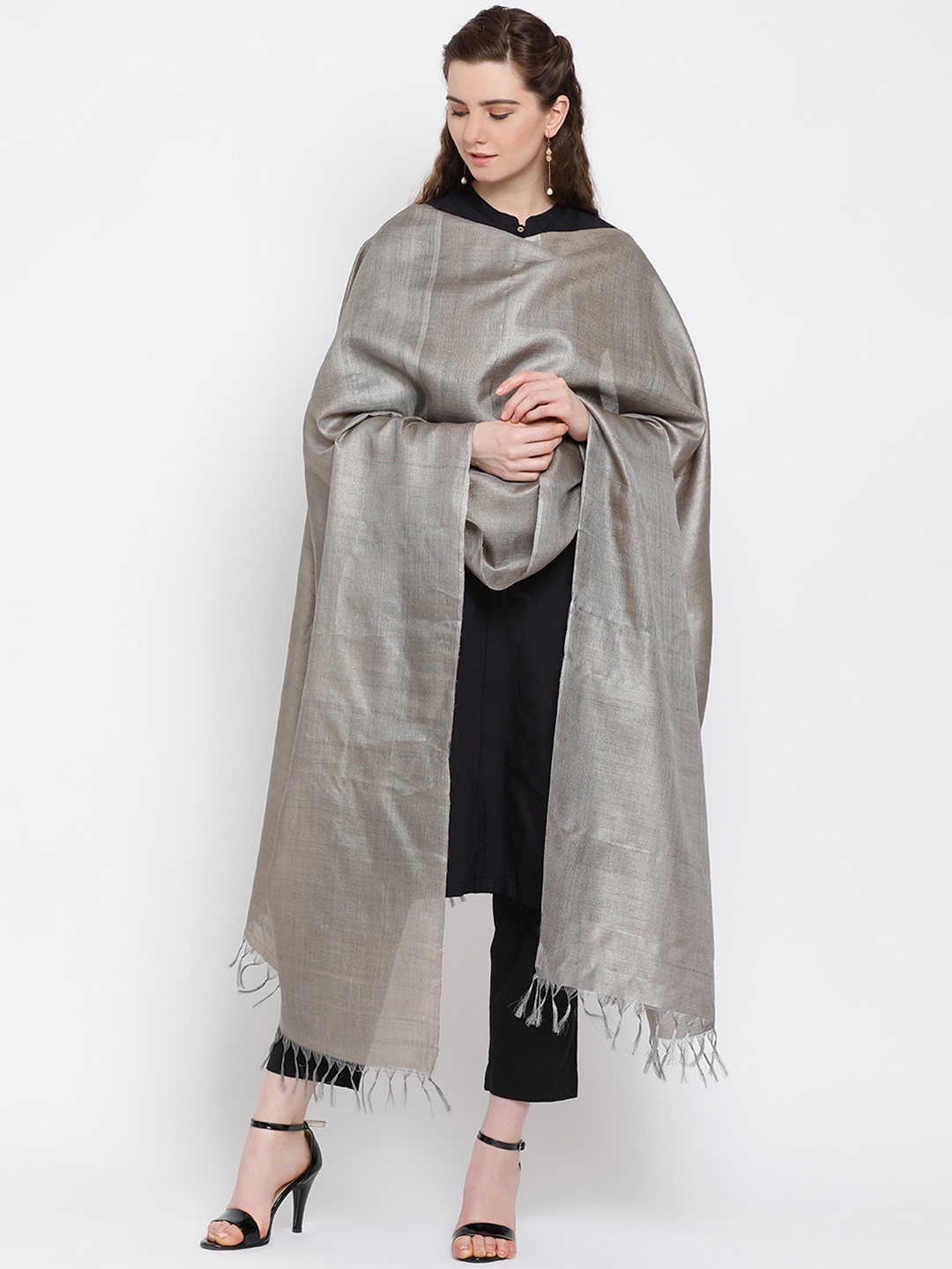

SHINGORA Grey SolidAntimicrobial Dupatta