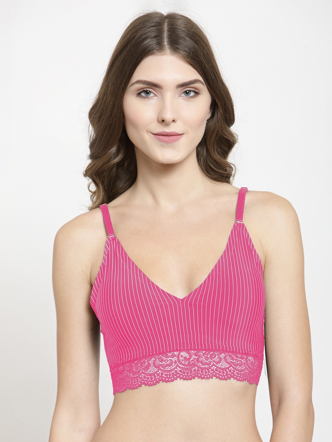 

Quttos Pink Printed Non-Wired Lightly Padded Bralette Bra QT-SB-5134