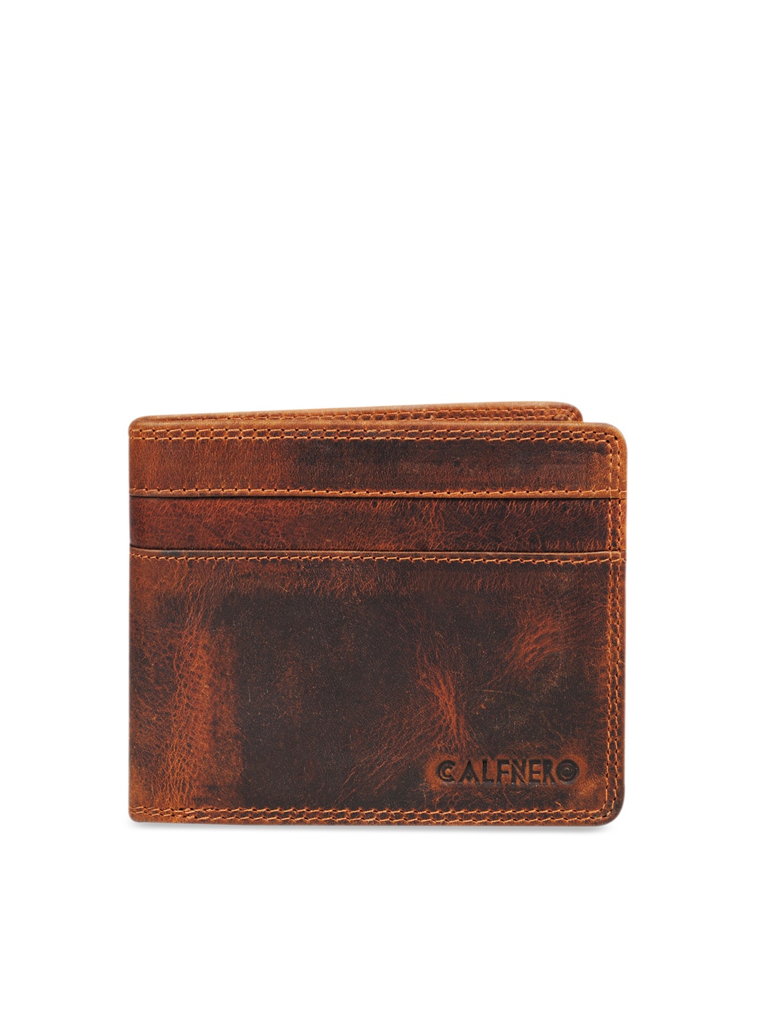 

CALFNERO Men Tan Solid Two Fold Leather Wallet