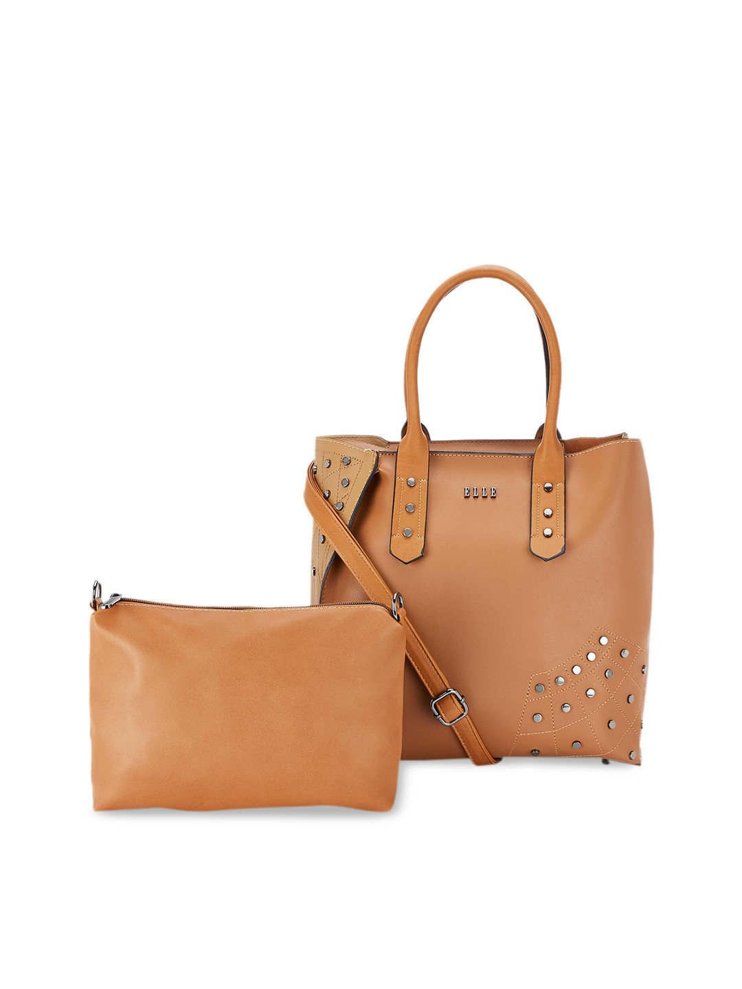 

ELLE Brown Colourblocked Shoulder Bag