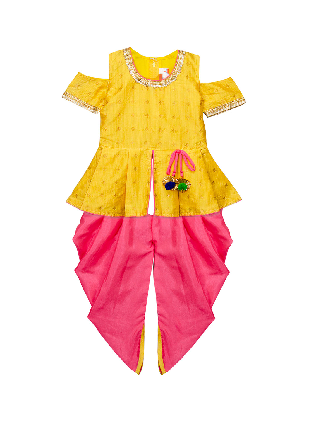 

KID1 Girls Yellow & Pink Printed Kurta with Dhoti Pants
