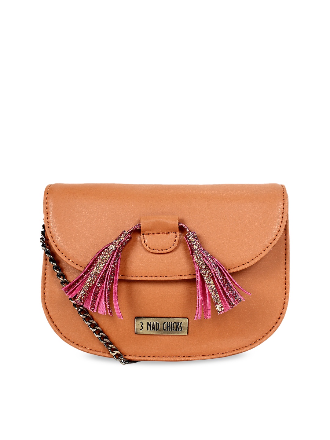 

3 Mad Chicks Tan Solid Sling Bag