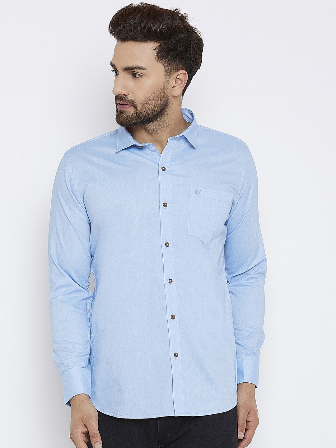 

Duke Men Blue Slim Fit Solid Casual Shirt