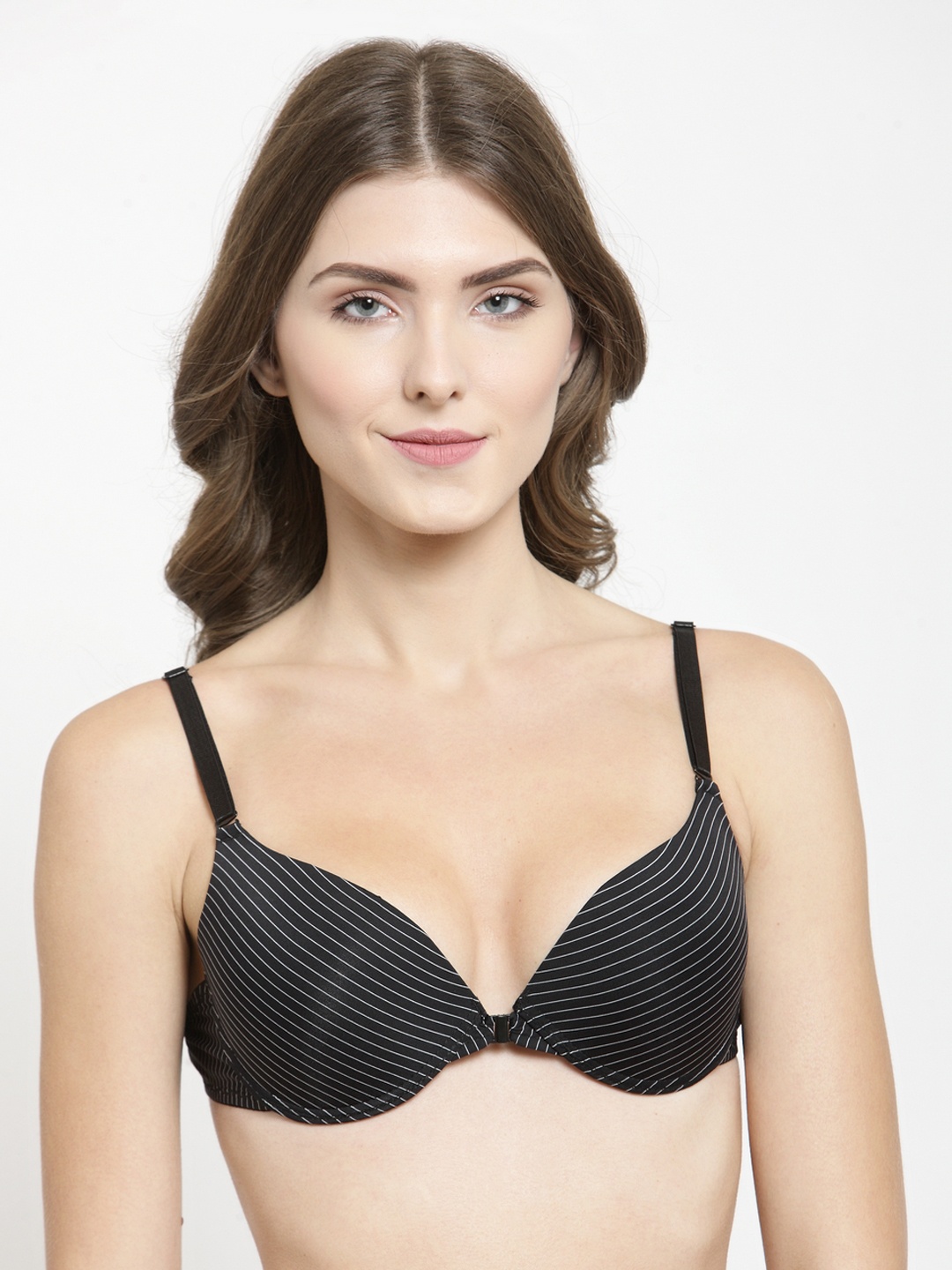 

Quttos Black Printed Underwired Lightly Padded Push-Up Bra