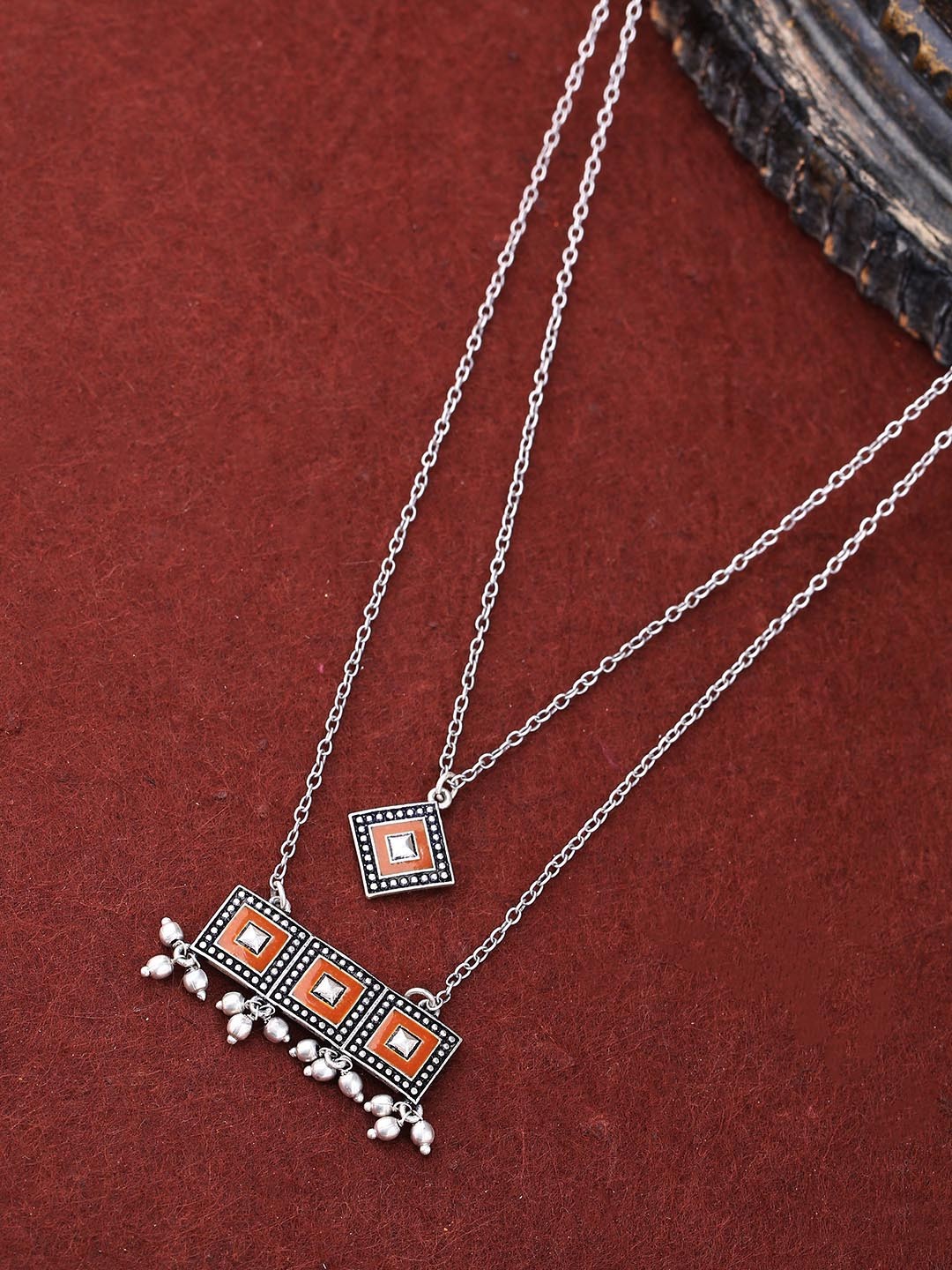 

Voylla Oxidised Silver-Plated Brass Necklace