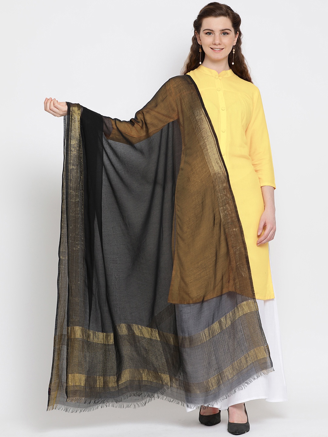 

SHINGORA Black Solid Antimicrobial Dupatta