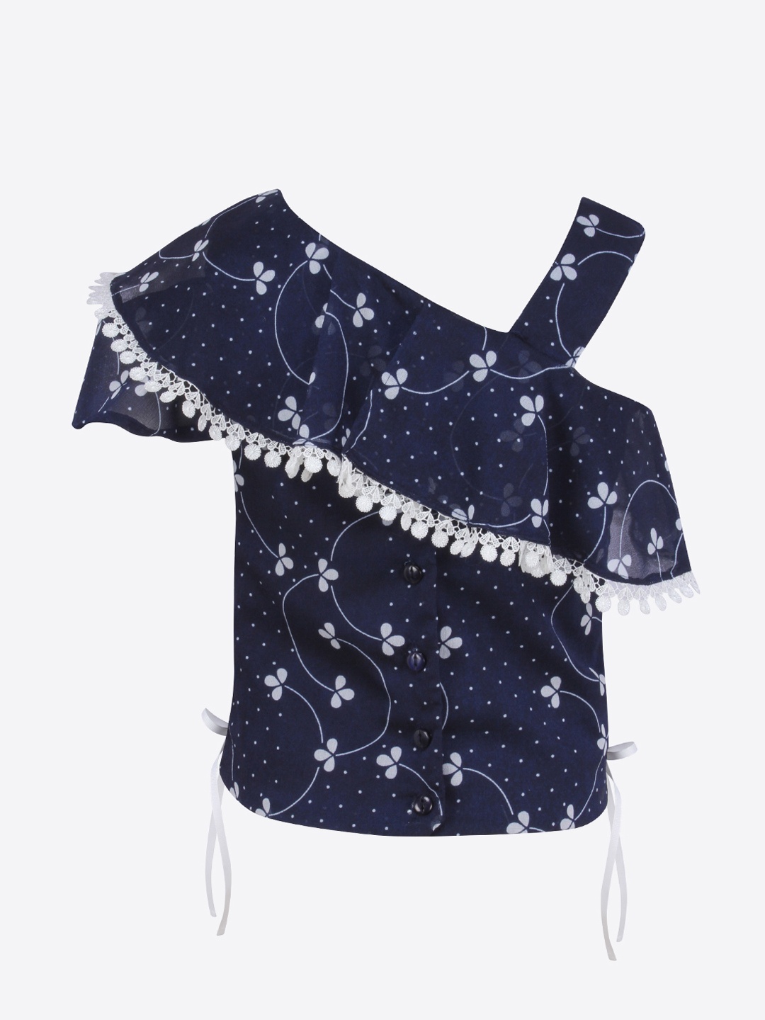 

CUTECUMBER Girls Navy Blue Printed Top
