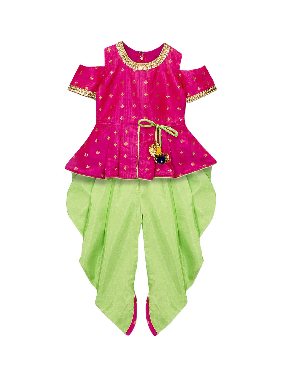 

KID1 Girls Pink & Green Printed Kurta with Dhoti Pants