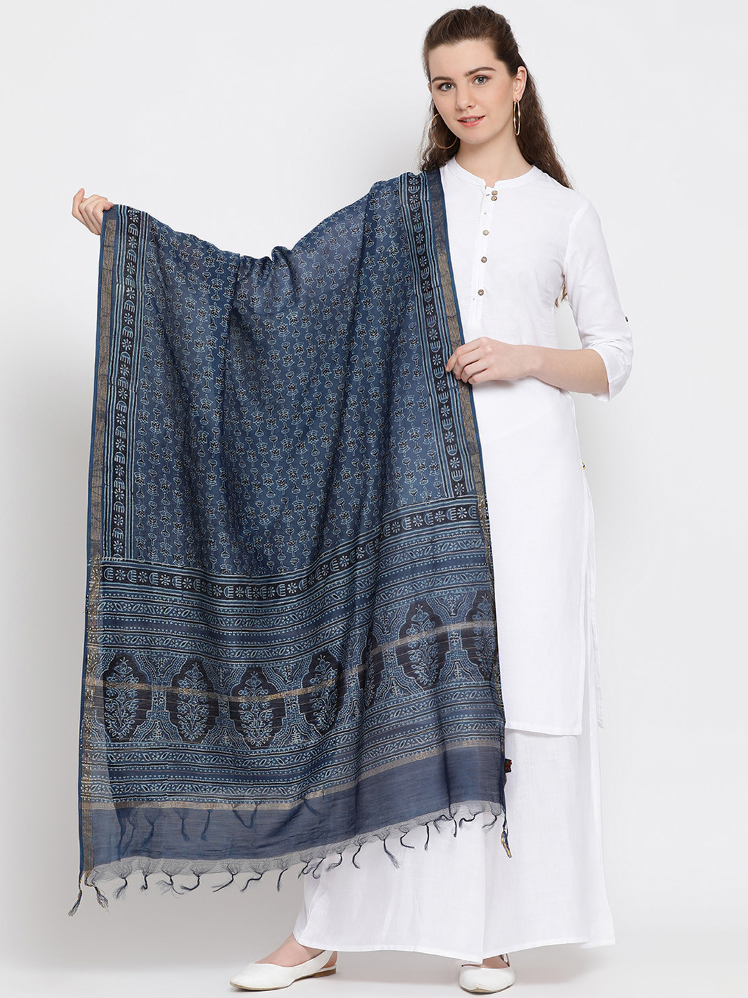 

SHINGORA Blue Printed Antimicrobial Dupatta