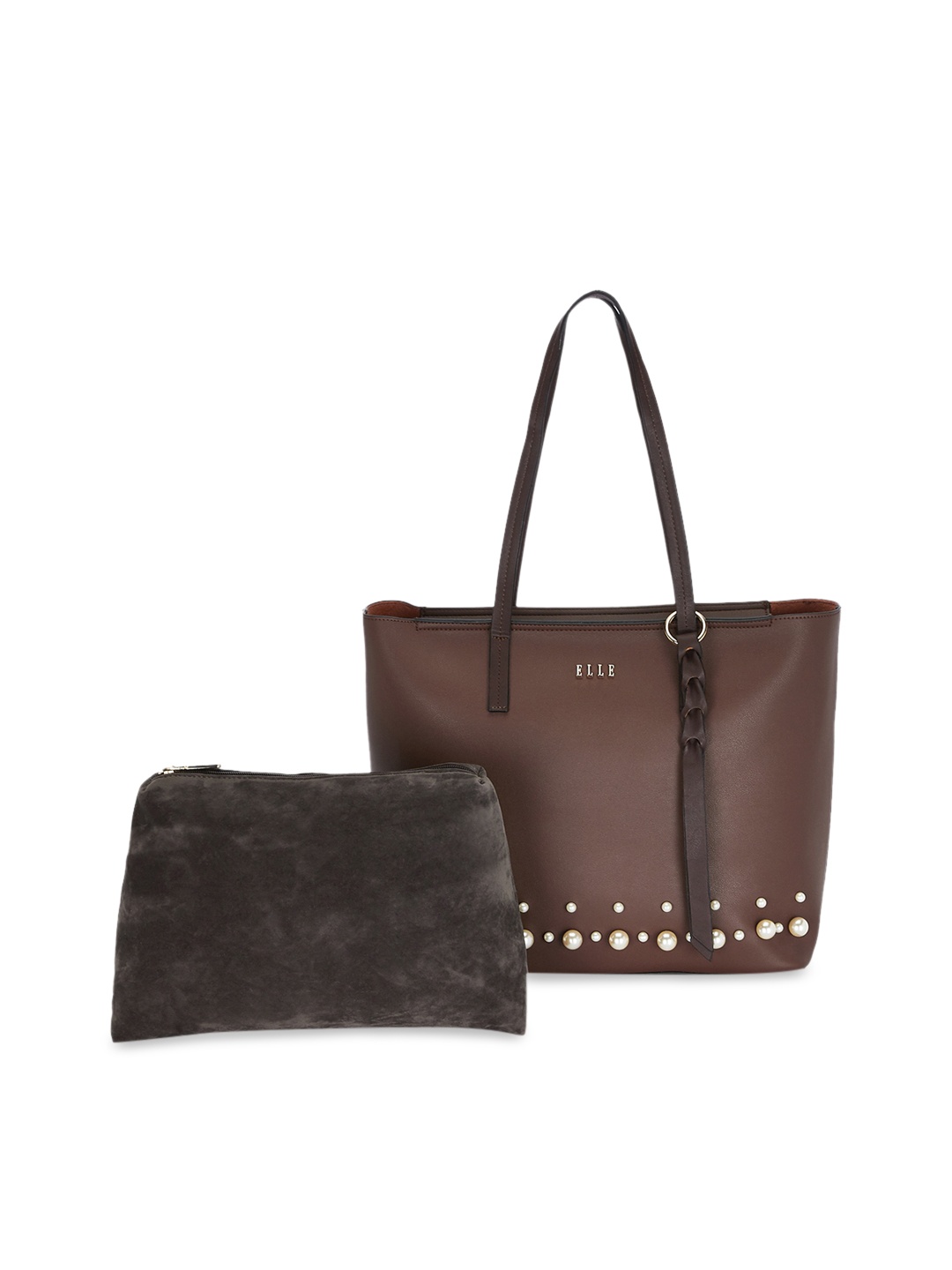 

ELLE Brown Solid Shoulder Bag