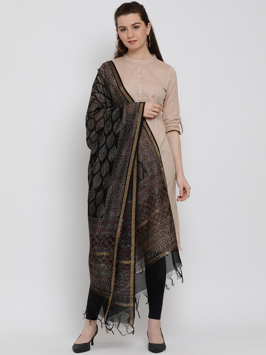 

SHINGORA Black Printed Antimicrobial Dupatta