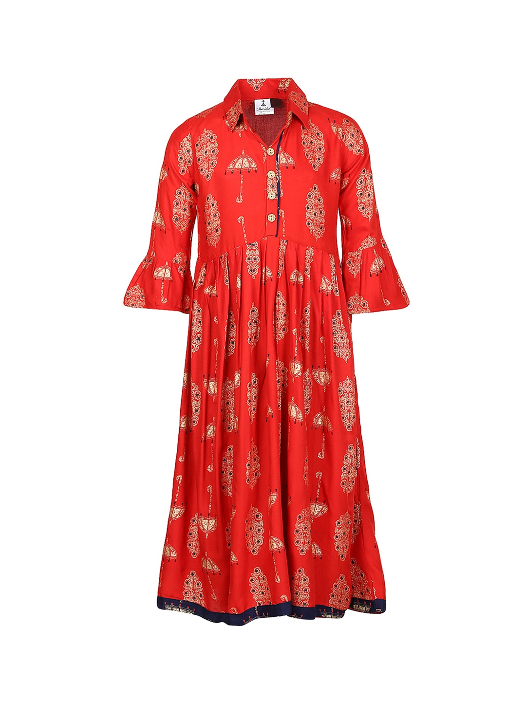 

Aarika Girls Red Printed Straight Kurta