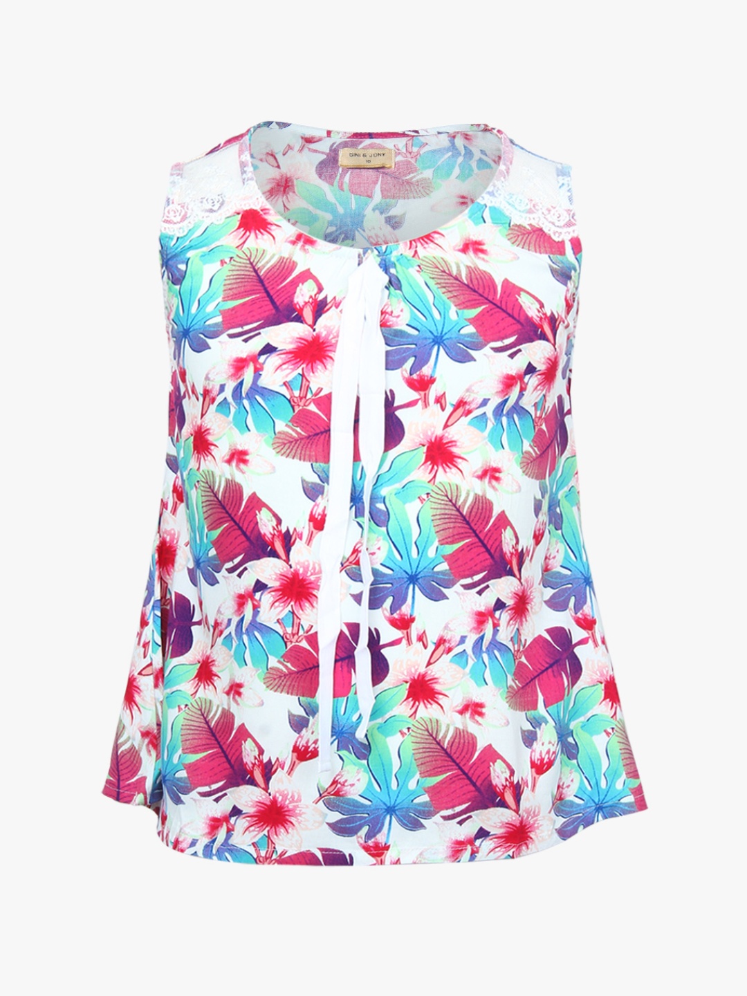

White Casual Pure Cotton Top, Multi